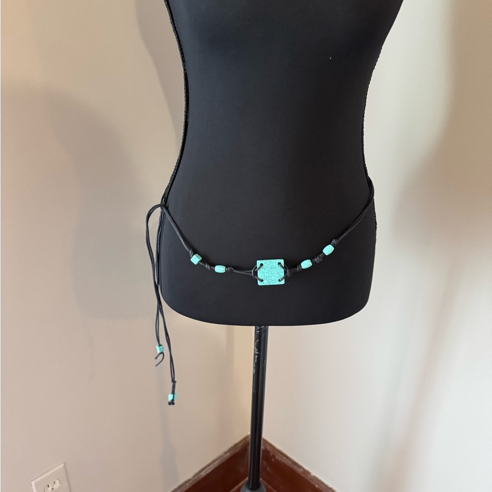 Black and Turquoise Beaded Belt